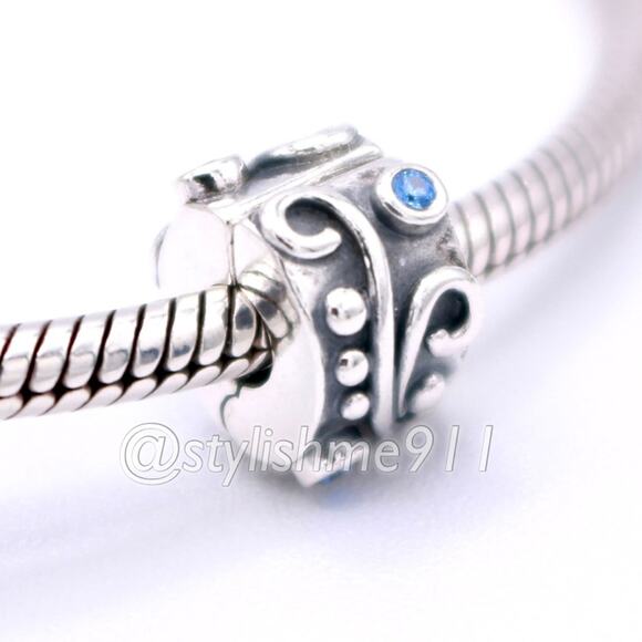 Authentic PANDORA Tendril Blue CZ Clip - 790380CZB - Picture 1 of 12